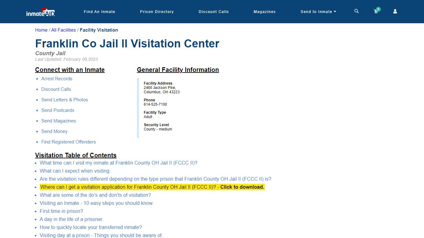 Franklin County OH Jail II (FCCC II) | Visitation, dress code ...